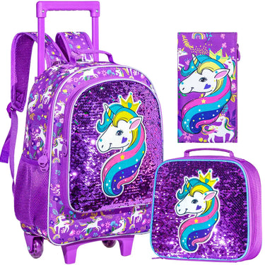 BREA - Pack Cartable à Roulette Licorne pour Fille