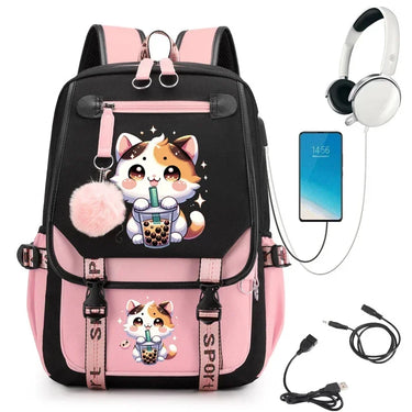 CATY - Sac à Dos Primaire Enfant Chat pour Fille